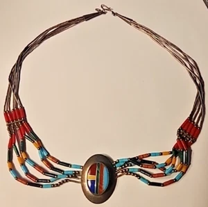 Collar Vintage Southwest Plata Líquida Colorido (EEYY) - Imagen 1 de 8