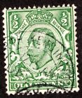 Great Britain Stamp Scott #153, 1/2p Yellow Green, King Edward, Used, SCV$4.50