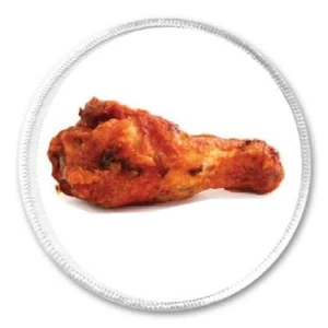 Chicken Drumstick Wing - 3" Circle Sew / Iron On Patch Funny Joke Humor Food - Picture 1 of 1