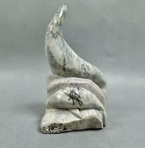 Sello de escultura de piedra de jabón modernista inuit firmado Koonook - Imagen 1 de 12