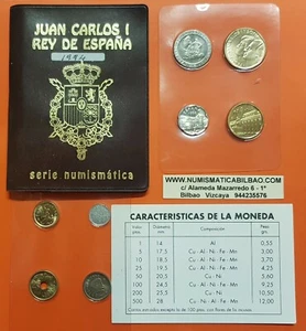 ESPAÑA CARTERA 1994 SC 1+5+10+25+50+100+200+500 PESETAS JUAN CARLOS I NO FNMT - Imagen 1 de 3