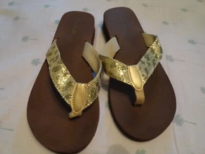 New Marigo Gold Glitter  Flip Flop Thong Sandals - SZ L - Picture 1 of 11