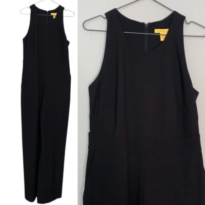 Catherine Malandrino Black Structured Cutout Wide Leg Jumpsuit Cocktail US 10 - Image 1 of 4