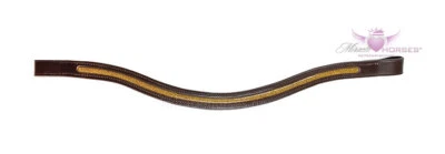 Riding World anatomisches Glitter-Stirnband Braun / Goldfarben Gr. Full/Warmblut