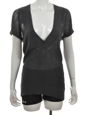 Suéter VPL para mujer talla M gris pizarra plateado tejido cuello redondo manga corta Foto 1 de 4