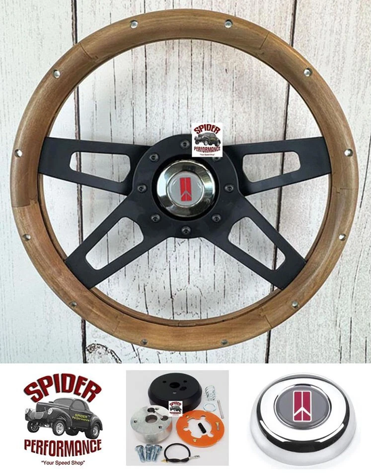 1969-1989 Oldsmobile wood steering wheel 13 1/2" WALNUT II - Image 1 of 4