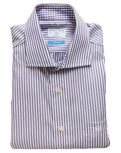 Mens striped shirt by Haines and Bonner size 16 cotton Purple with Pocket PD - Picture 1 of 4