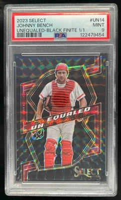 2023 Panini Select Johnny Bench Unequaled Black Finite 1/1 PSA 9 Reds - Image 1 of 2