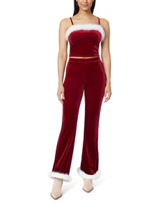 WallFlower Donna Zenzero Pelliccia Natalizia Rifinita Luxe Velour Cropped Cami e - Foto 1 di 2
