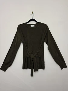 Maglione donna By Anthropologie taglia media verde cravatta vita a costine - Foto 1 di 5