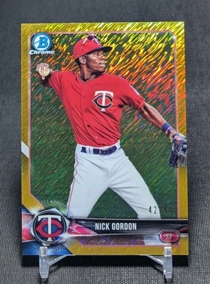 Nick Gordon Gold Refractor /50 Rookie RC 2018 Bowman Chrome Card #BCP-49 Twins - Image 1 of 2