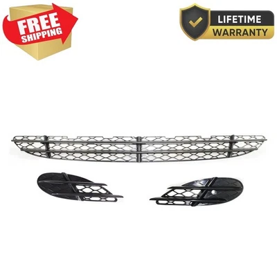 For 2003-2006 Black Front Bumper Grille Fog Light Cover MERCEDES-BENZ Set of 3 Foto 1 de 4