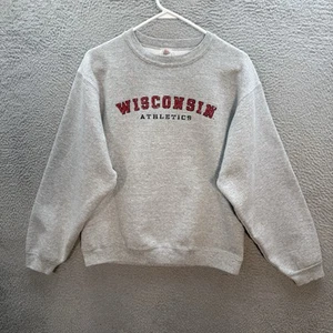Vintage Wisconsin Badgers Sweatshirt Adult Medium Gray Crewneck Y2K University - Picture 1 of 10