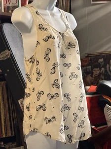 Camisa LUCKY BRAND Mujer SEDA TRANSPARENTE MOTO RACERBACK Sin Mangas TANK Pequeña - Imagen 1 de 5