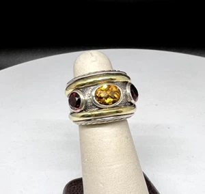 David Yurman Sterling Silver & 14k Gold Citrine Rhidolite Renaissance Ring - Picture 1 of 9
