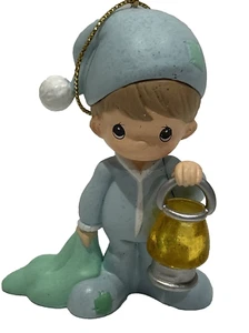 RARE Precious Moments Christmas Ornament Boy In Pajamas With Blanket Lantern - Picture 1 of 3