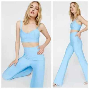 NWT Nasty Gal Blue Bandage Corset Bustier & Flare Pant Co Ord Set $132 Small - Picture 1 of 5