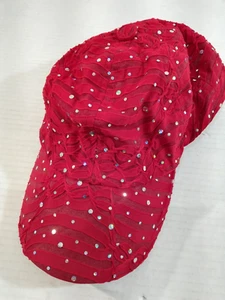 Rojo con lentejuelas plateadas gorra ajustable - Imagen 1 de 4