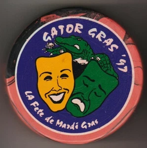 Louisiana IceGators ECHL 1997 Gator Gras Mardi Masks Pink USA Hockey Puck Swirl - Picture 1 of 2