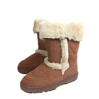 Botas femininas Style & Co Witty inverno 9 camurça marrom castanha + botas de pele sintética - Imagem 1 de 4