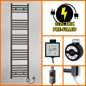 Electric Pre-filled 1400 mm High Anthracite Towel Rail Radiator Bathroom Warmer - Picture 1 of 21