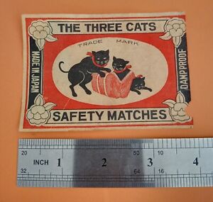 Three Cats Japan matchbox Packet Label Lot 1