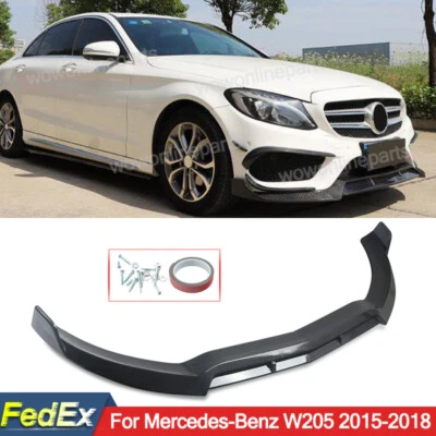 Front Bumper Splitter Lip Carbon Fiber Look Fits 2015-18 Mercedes Benz W205 C300 - Image 1 of 4