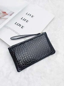 Black Wristlet Coin Purse Change Pouch Coin Case Small Wallet Card Holder - Picture 1 of 3