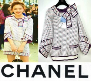 Chanel 2016 White Red Blue Airplane Sweater Coat 34 36 2 4 Jacket Top Bow S M 16 - Picture 1 of 24