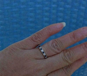 1.5Ct Lab Created Blue Sapphire Diamond Wedding Band Ring 14K White Gold Plated - Picture 1 of 6