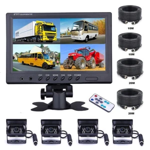 4X Rückfahrkamera RÜCKFAHRSYSTEM Mit + 9" Split Monitor für KFW LKW Bus 12/24V - Bild 1 von 12