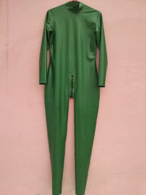 100% Latex Catsuit Gummi Dunkelgrün Bodysuit Lange Ärmel Strumpfhose 0.45mm - Bild 1 von 4