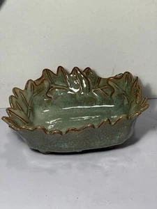Rare Art Deco Green Gold & Brown Tones Small Serving Dish Signed & Dated *READ - Picture 1 of 8