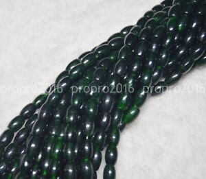 Natural 8x12mm Dark Green Emerald Gemstone Rice-shaped Loose Beads 15'' PL589