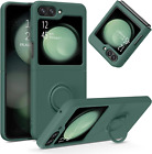 For Galaxy Z Flip5 Case Silicone Shockproof Protective Cover w Kickstand -Green