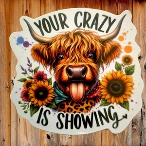 Süßer Highland Kuh Magnet Your Crazy Is Showing - Bild 1 von 2