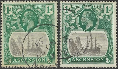 ASCENSION ISLAND 1933 1d gris-negro y azul-verde brillante, FU 1934 CDS. SG 11/11d. Foto 1 de 2