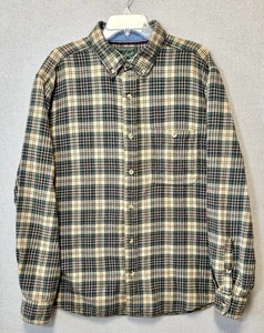 Woolrich Flannel Shirt Mens XL Plaid Button Up Pockets 100% Cotton Brown Teal - Picture 1 of 10