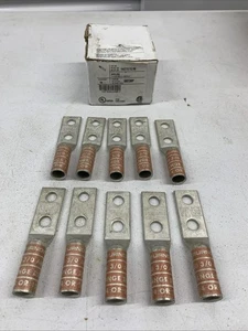 Lot 10 Burndy YA272TC38 Two Hole Lug Compress Connector,3/0 Awg - Picture 1 of 2