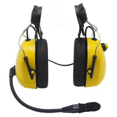 Helmet-mounted ear muffs for Hard Hats Boom Mic PTT with 5-pin and 3.5mm connect - Image 1 of 4