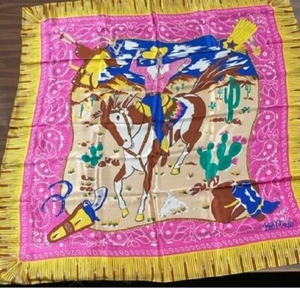BOB MACKIE Bronco Billy Cowboy Western Silk Scarf Brand New FREE SHIPPING NWT - Picture 1 of 1