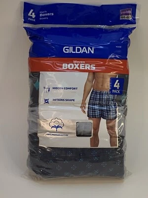 Gildan Men's Woven Boxer Underwear 4 pack Assorted Colors Size 2XL 44-46" New - Image 1 of 4