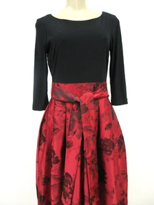 Midikleid mit Blumenmuster Jessica Howard schwarz rot 3/4-Arm Größe 6 neu mit Etikett - Bild 1 von 13