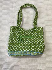 Vera Bradley Womens Green Floral Print Cotton Magnetic Quilted Tote Shoulder Bag