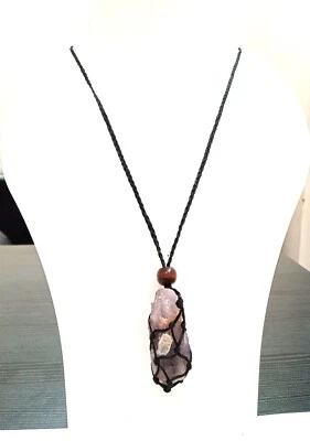 包裹绳项链原始水晶项链紫水晶粗糙宝石项链 — 第 1/4 张图片