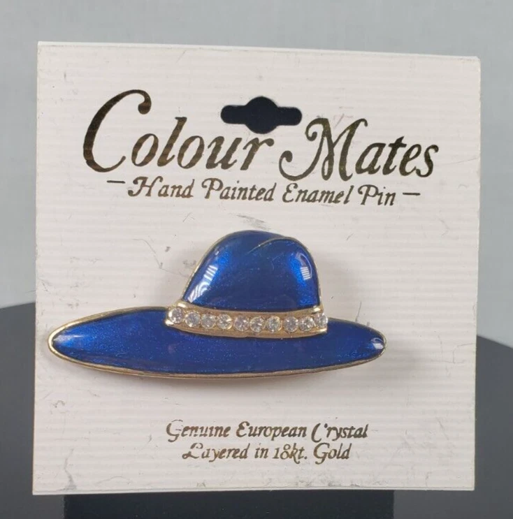 Colour Mates Enamel Crystals and Layered in 18k Gold Hat Pin Brooch 2191b