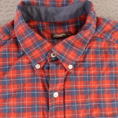 J McLaughlin Shirt Mens L Blue Red Shepherds Check 100% Cotton Twill Flannel - Image 1 of 4