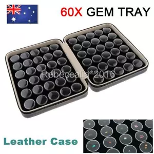 Black 60x Gem Diamond Gemstone Display Leather Case Collection Storage Box AU - Picture 1 of 10