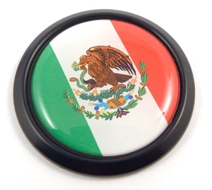Mexico Mexican Black Round Flag Car Decal Emblem bumper 3D Sticker 1.85" - Imagen 1 de 2