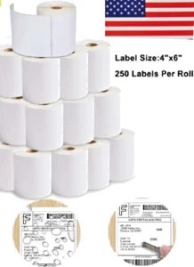 12 Rollen 4" x 6" Direkte Thermische Lieferadresse Etiketten 3000 Weiß Selbstklebend - Bild 1 von 11